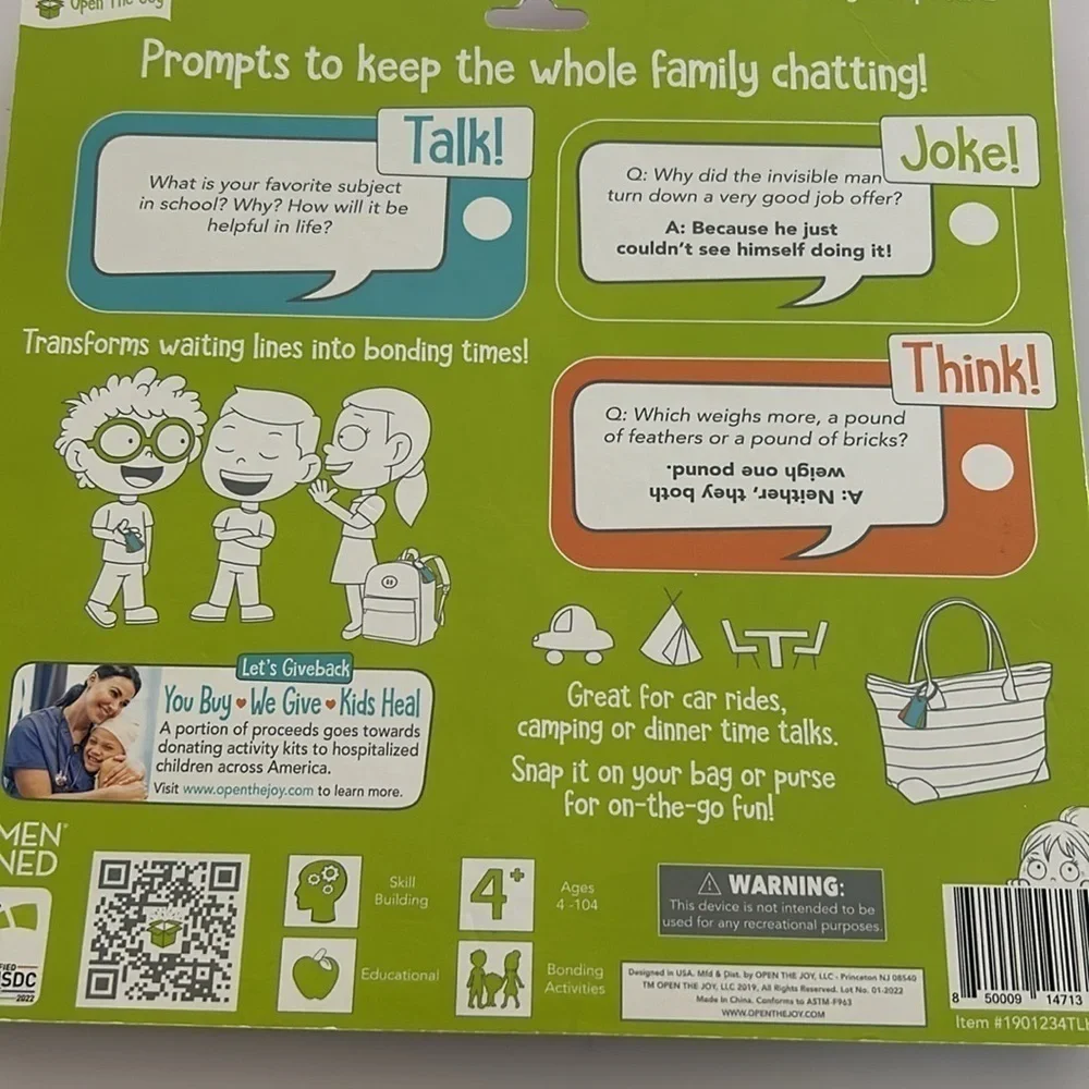 Let’s Chat 3-in-1 Conversation Starters Cards for Kids - Grab and Go Travel Card